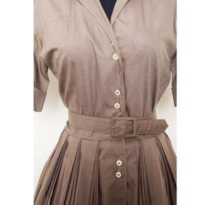 Vintage Dresses - 1950s shirt dress with full pleated skirt Vintage Dresses - 1950s shirt dress with full pleated skirt